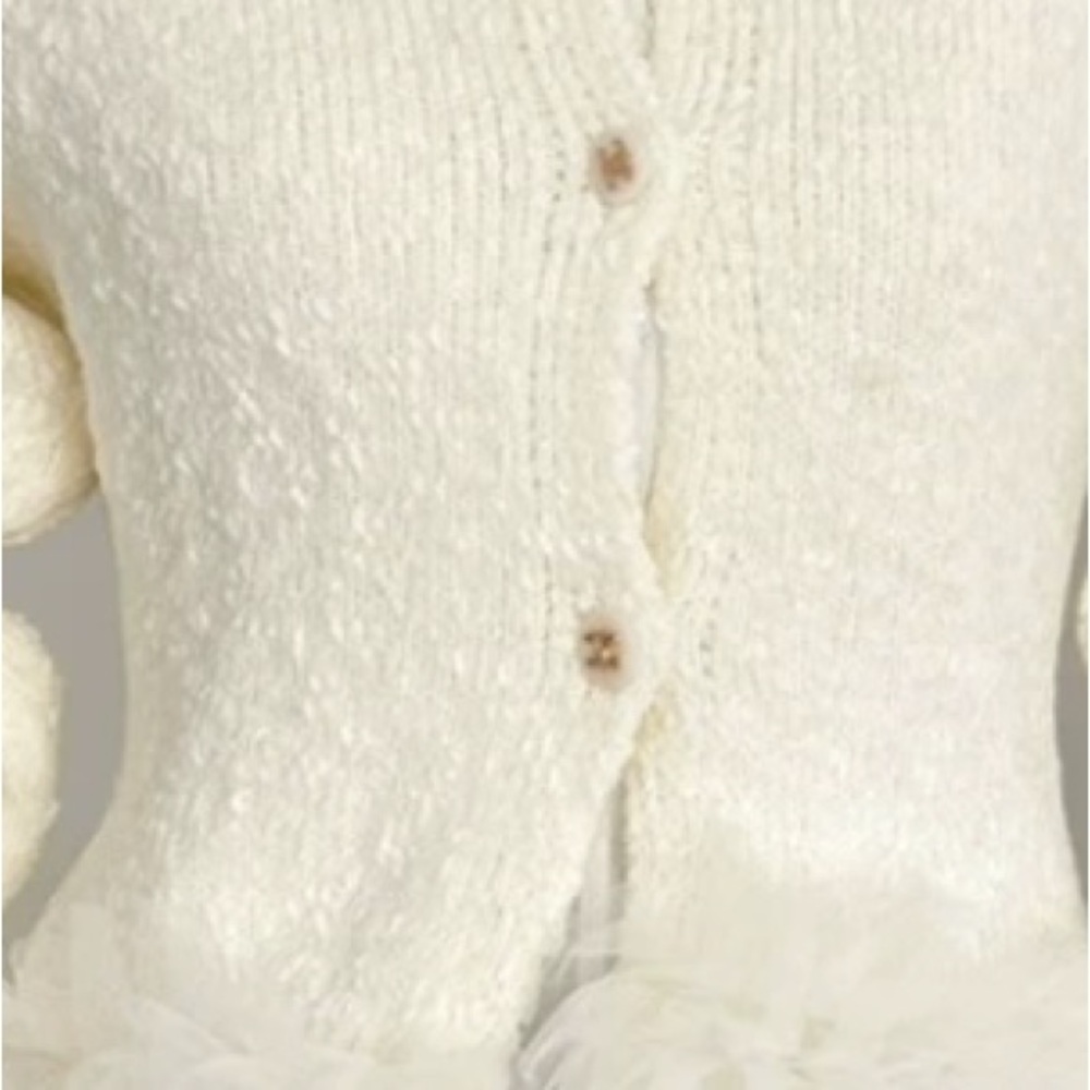 Cream Textured Button-Front Women’s Sweater